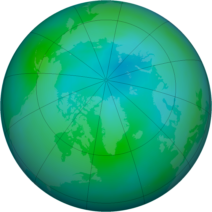 Arctic ozone map for September 2008